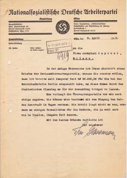 Item #67-0595 Typed letter signed from Theodore Gassman to Firma Aeroplani Caproni. Theo Gassmann.