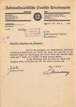 Item #67-0596 Typed letter signed from Theodore Gassman to Firma Aeroplani Caproni. Theo Gassmann