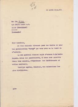 Item #67-0606 Typed letter from Societa Aeroplani Caproni to Dr. Fry at Krupp A.G. Societa...