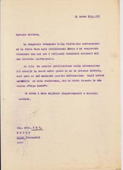Item #67-0608 Typed letter from Gianni Caproni to Dr. Fry at Krupp A.G. Gianni Caproni