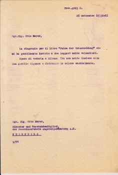Item #67-0613 Typed letter from Gianni Caproni to Dr. Fry at Krupp A.G. Gianni Caproni