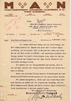 Item #67-0615 Typed letter signed from Otto Meyer to Gianni Caproni. Otto Meyer