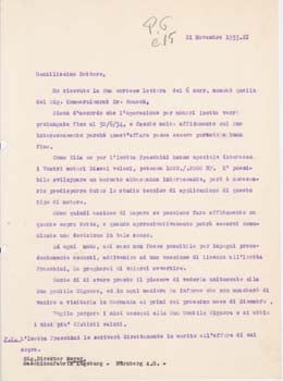 Caproni, Gianni - Typed Letter from Gianni Caproni to Otto Meyer