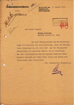 Item #67-0622 Typed Letter Signed from S. E. Milch. Berlin, Germany to "Aero-Plani Caproni,...