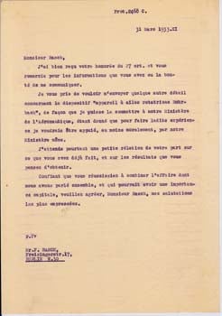 Item #67-0624 Typed letter from Gianni Caproni to F. Rasch. Gianni Caproni.