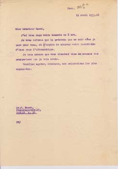 Item #67-0626 Typed letter from Gianni Caproni to F. Rasch. Gianni Caproni.