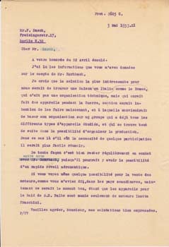 Item #67-0631 Typed Letter from Gianni Caproni to F. Rasch. Gianni Caproni