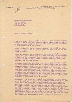 Item #67-0632 Typed Letter Signed from F. Rasch to Gianni Caproni. F. Rasch