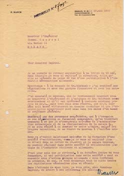 Item #67-0633 Typed Letter Signed from F. Rasch to Gianni Caproni. F. Rasch