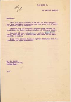 Item #67-0635 Typed Letter from Gianni Caproni to F. Rasch. Gianni Caproni.
