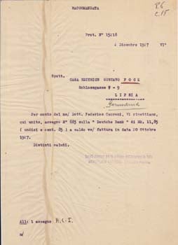 Item #67-0638 Typed letter from Societa Aeroplani Caproni, to Casa Editrice Gustavo Fock. Societa...