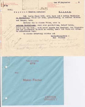 Item #67-0646 Typed letter from Max Fischer to “Caproni Fabrica Aeroplani." Max Fischer