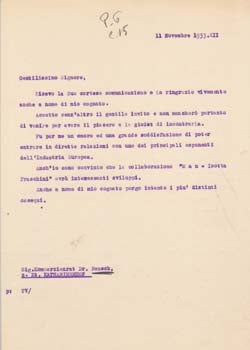 Item #67-0654 Typed letter signed from Gianni Caproni to Paul Reusch. Gianni Caproni