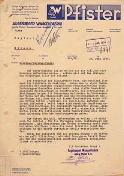 Item #67-0656 Typed letter signed, from Ludwig Pfister Augsburger Waagenfabrik, to “Firma...