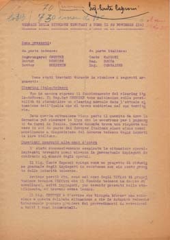 Item #67-0672 Typed letter signed. "Minutes of the Meeting Held in Como on November 20, 1943." Aeroplani Caproni.