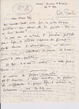 Item #67-0679 ALS. Signature illegible, but noted in pencil “DePrato.” To Maria Fede. De Prato