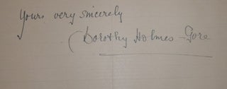 Item #68-0038 Autograph by Dorothy Holmes-Gore. Dorothy Holmes-Gore, 1896 - 1977