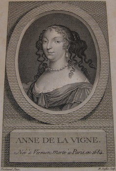 Item #68-0051 Anne De La Vigne, 1684. Ferdinand, P. Duflos, pinx, sculp