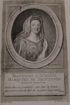 Item #68-0071 Francoise d'Aubigne, Marquise de Maintenon 1719. G. Benoist, after Mignard, engrav