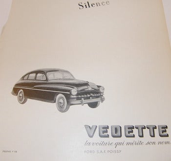 Item #68-0413 Silence Vedette La Voiture Qui Merite Son Nom Ford S.A. F. Poissy. Ford Motor Company.
