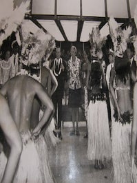 Item #68-0456 Backs of Tahitian dancers. Photograph from the 1970 Cannes Film Festival. Agence...