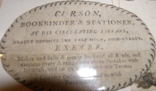 Item #68-0500 Curson Bookbinder & Stationer, at his Circulating Library. Curson Bookbinder,...