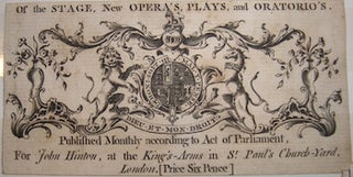 Item #68-0506 Of The Stage, New Opera's Plays, and Oratorios. John Hinton