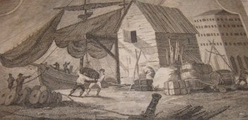 Item #68-0521 A Scene on the Quay Side. 18th Century English Engraver.