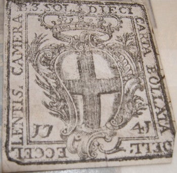 Item #68-0531 Camera Sot Dieci Carta Bollata Dell'Eccellentis. 18th Century Italian Engraver.