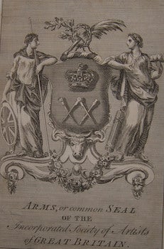 Item #68-0536 Arms, Or Common Seal Of The Incorporated Society of Artists of Great Britain. 18th Century British Engraver, after George Michael Moser, Christopher Seton.