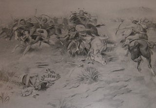 Item #68-0649 Battle Between Crows And Blackfeet. Charles M. Russell, Field, Stream, John P....