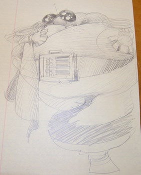 Item #68-0694 Original pencil drawing for Michael Mitchell's "The Dumplings" project. E. Michael...