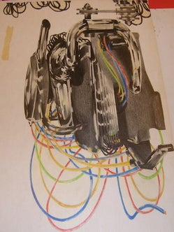 Item #68-0746 Engine. Collage for Michael Mitchell's "The Dumplings" project. E. Michael Mitchell