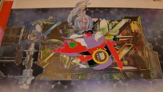 Item #68-0748 Antique camera, printing presses, vase. Collage for Michael Mitchell's "The...