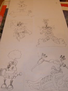 Item #68-0749 Five Drawings for Michael Mitchell's "The Dumplings" project. E. Michael Mitchell