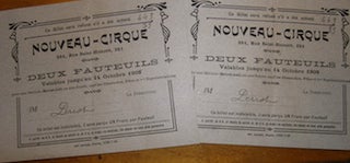 Item #68-0812 Receipts to Monsieur Perrot, 1908. Nouveau-Cirque