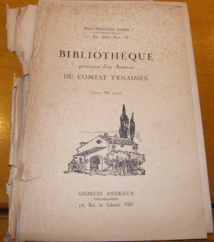 Item #68-0818 Bibliotheque Provenant D'un Amateur Du Comtat Venaissin. 20-31 Mai, 1927. Lots...