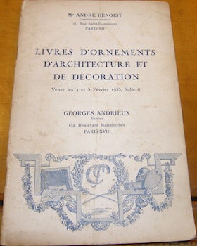 Item #68-0828 Livres D'Ornements D'Architecture Et De Decoration. Vente les 4 et 5 Fevrier 1935....