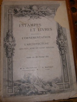 Item #68-0832 Estampes Et Livres Relatifs A L'Ornamentation Et A L'Architecture. A. Desvouges