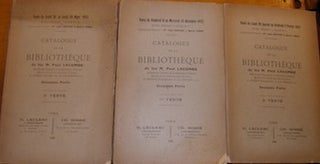 Item #68-0839 Catalogue De L Bibliotheque de feu M. Paul Lacombe. Vente 1-3. H. Leclerc, Ch. Bosse