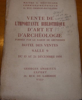 Item #68-0840 Vente De Importante Bibliotheque D'Art Et D'Archeologie. Decembre 1930. Hotel Des...
