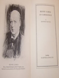 Item #68-1087 Henry James In Cambridge. First Edition. Geoffrey Keynes