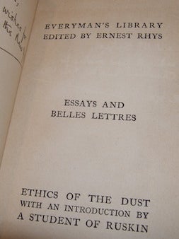 Item #68-1127 Ethics Of The Dust With An Introduction By A Student of Ruskin. John Ruskin, Ernest...