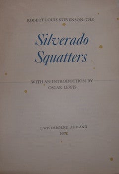 Item #68-1129 Prospectus for Silverado Squatters. Robert Louis Stevenson, Oscar Lewis, intro