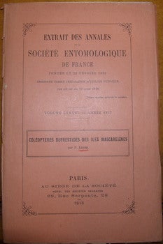 Item #68-1216 Coleopteres Buprestides Des Iles Mascareignes. Extrait Des Annales De La Societe...