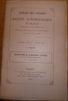 Item #68-1217 Clavicornes D'Afrique Et De Madagascar. Extrait Des Annales De La Societe...