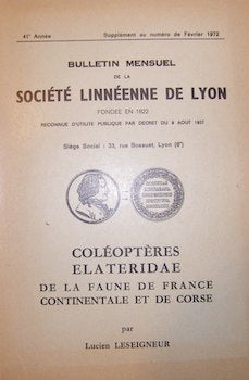 Item #68-1240 Coleopteres Elateridae De La Faune De France Continentale Et De Corse. Lucien...