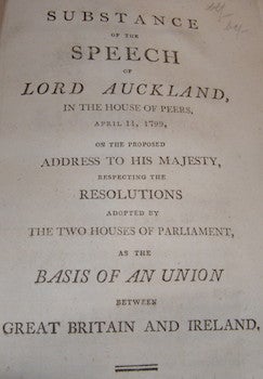 Item #68-1535 The Substance Of A Speech Made By Lord Auckland...2 May 1796, on the occasion of a...