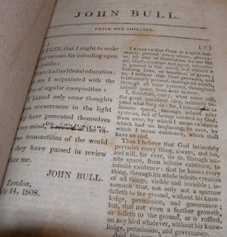 Item #68-1536 John Bull. July 14, 1808. Francis Henry Egerton, Earl Of Bridgewater