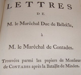 Item #68-1539 Lettres de M. le Marechal duc de Belleisle, a M. le Marechal de Contades. :...
